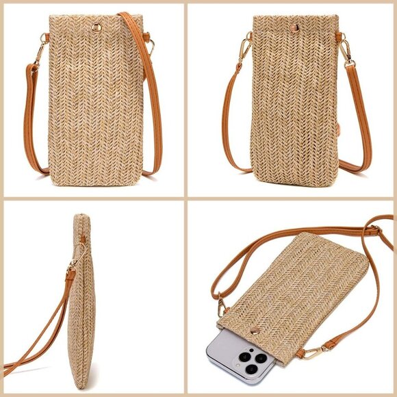 Small Crossbody Straw purse Lightweight Summer Beach Phone Bag for Women - Picture 5 of 8